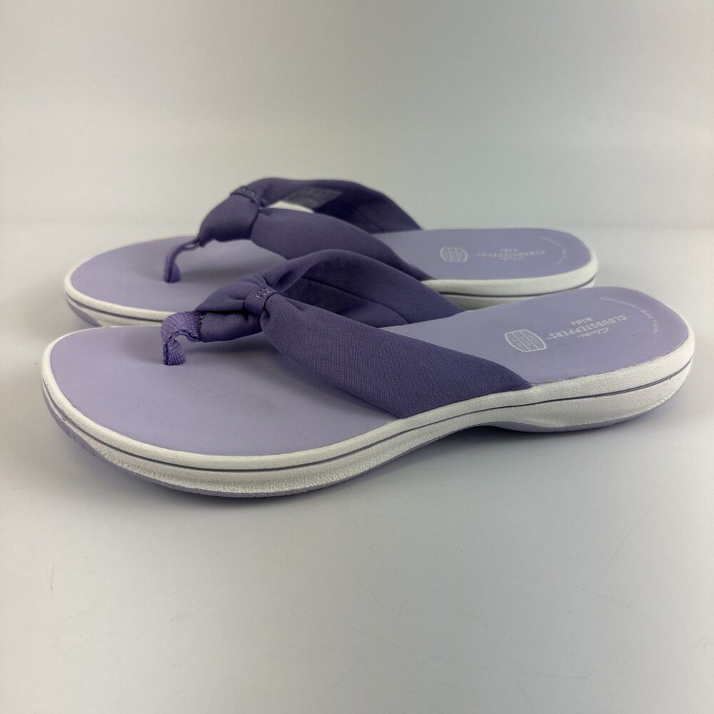 Clarks‎ Cloudsteppers Kids Brinkley Tie Sandal Lilac Flip Flop Toe Post Girls 3